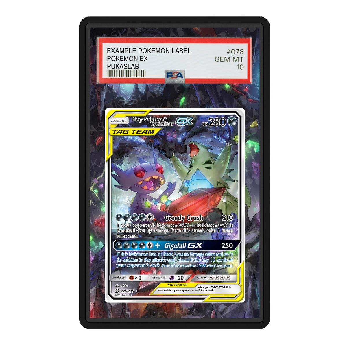 Mega Sableye &Tyranitar Gx Tag Team 226/236 Psa Slab Extended Art - Pukaslab