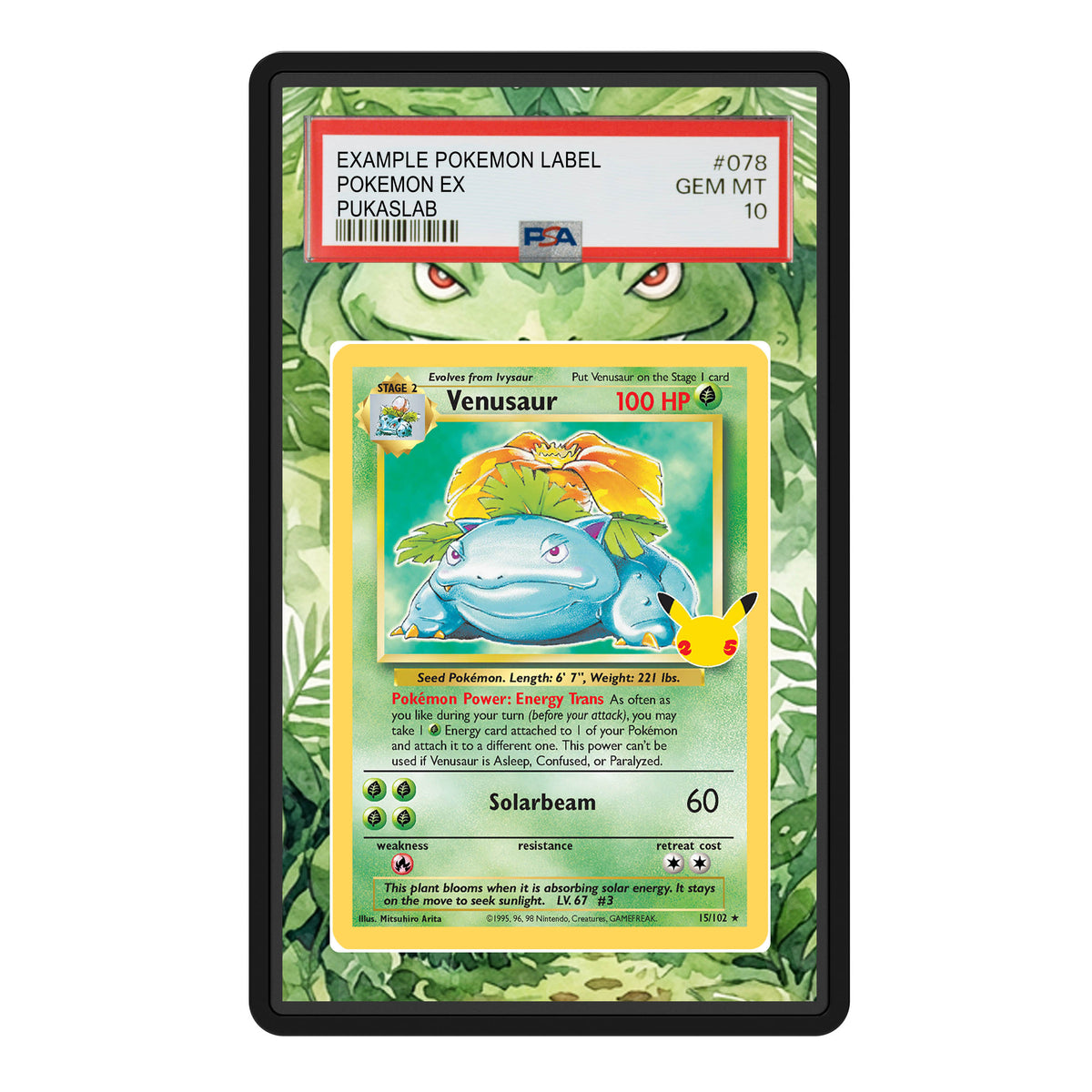 Venusaur 25th 15/102 Psa Slab Extended Art - Pukaslab