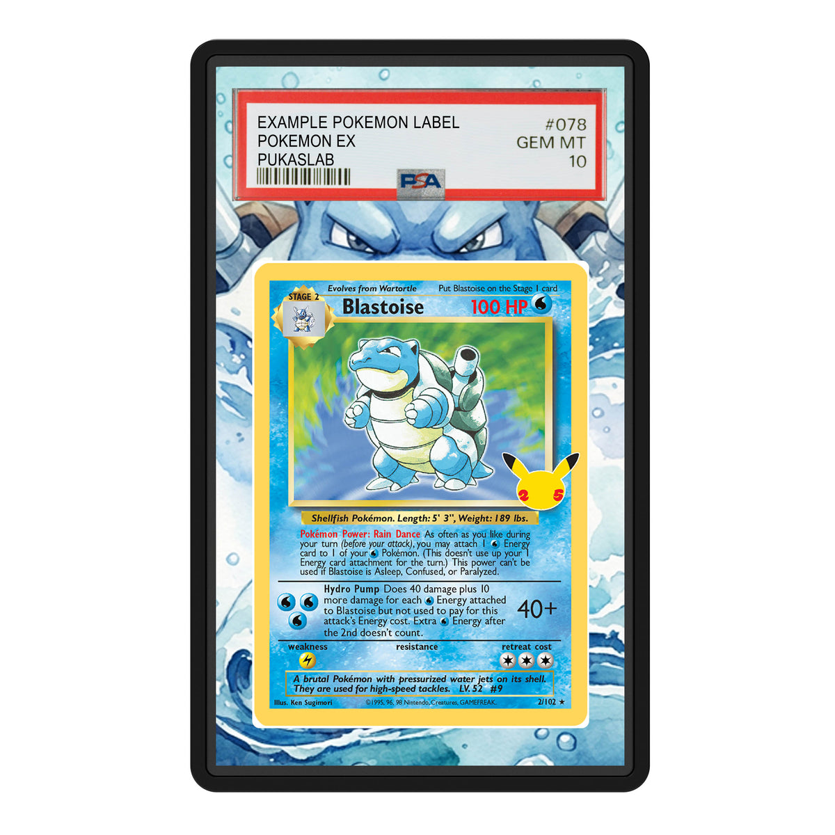 Blastoise 25th 2/102 Psa Slab Extended Art - Pukaslab
