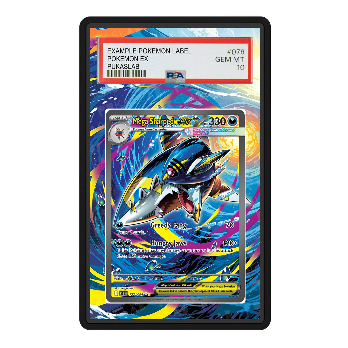 Mega Sharpedo Ex 127 Psa Slab Extended Art - Pukaslab