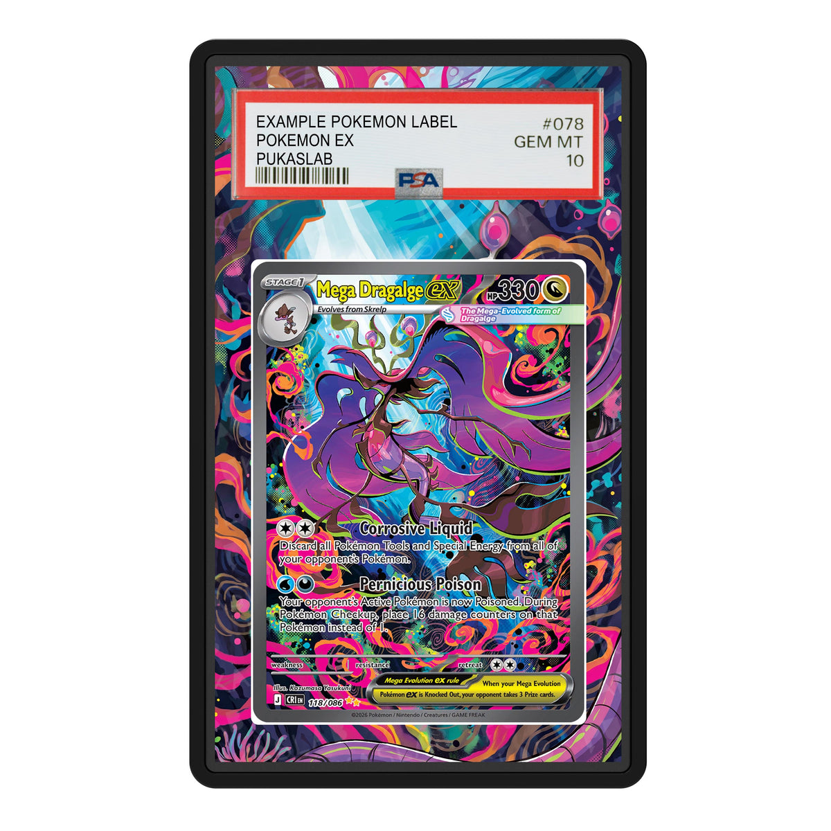 Mega Dragalge Ex 118 Psa Slab Extended Art - Pukaslab