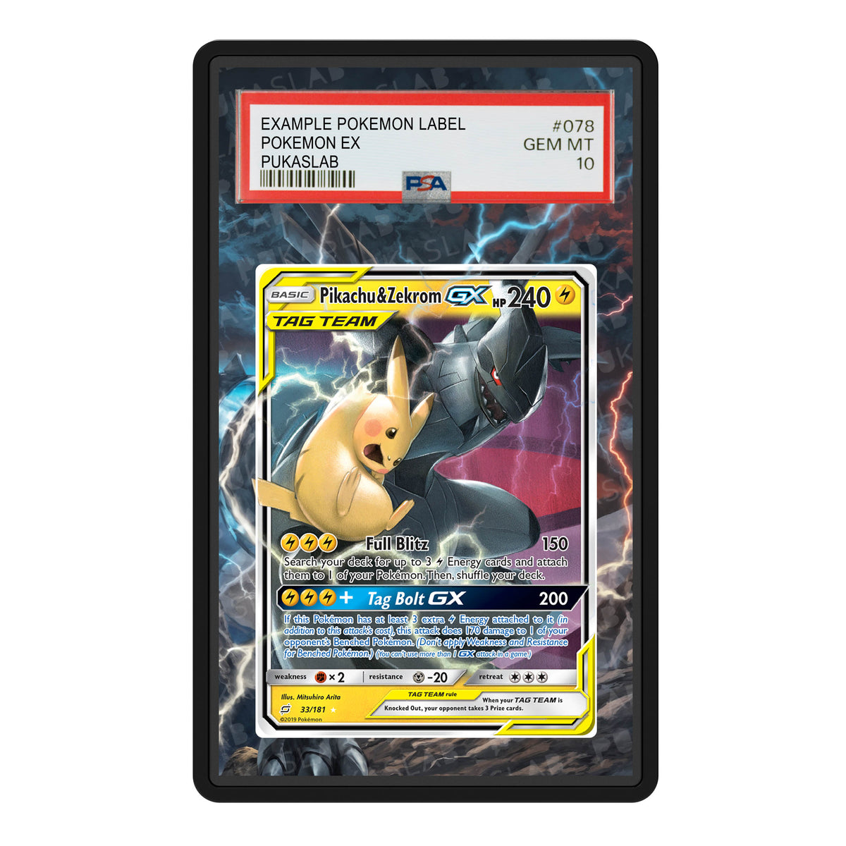 Pikachu & Zekrom Gx 33/81 Psa Slab Extended Art - Pukaslab