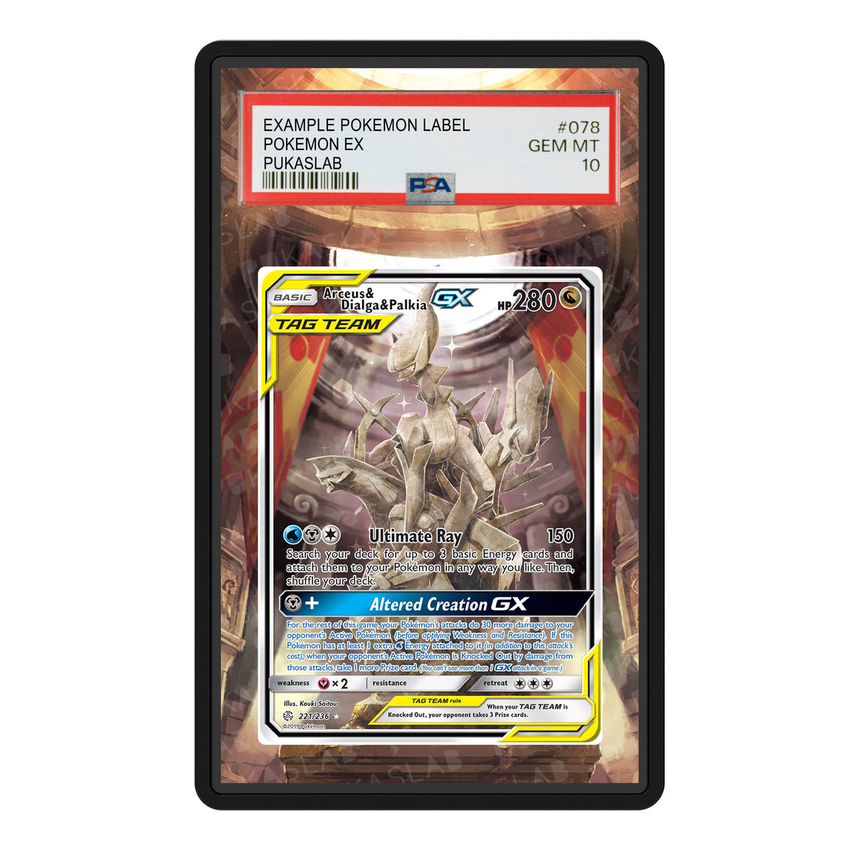 Arceus & Dialga & Palkia Gx Tag Team Psa Slab Extended Art - Pukaslab