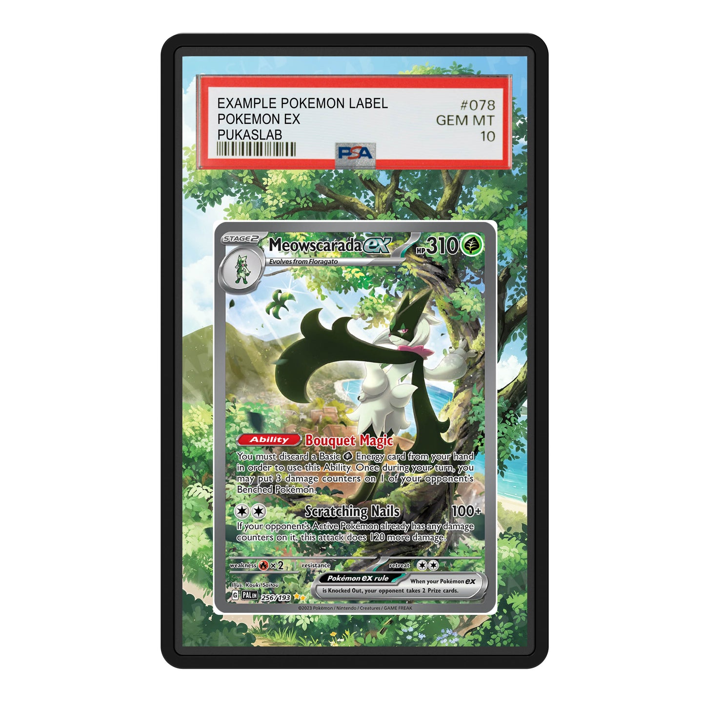 Meowscarada Ex 256/193 Psa Slab Extended Art - Pukaslab