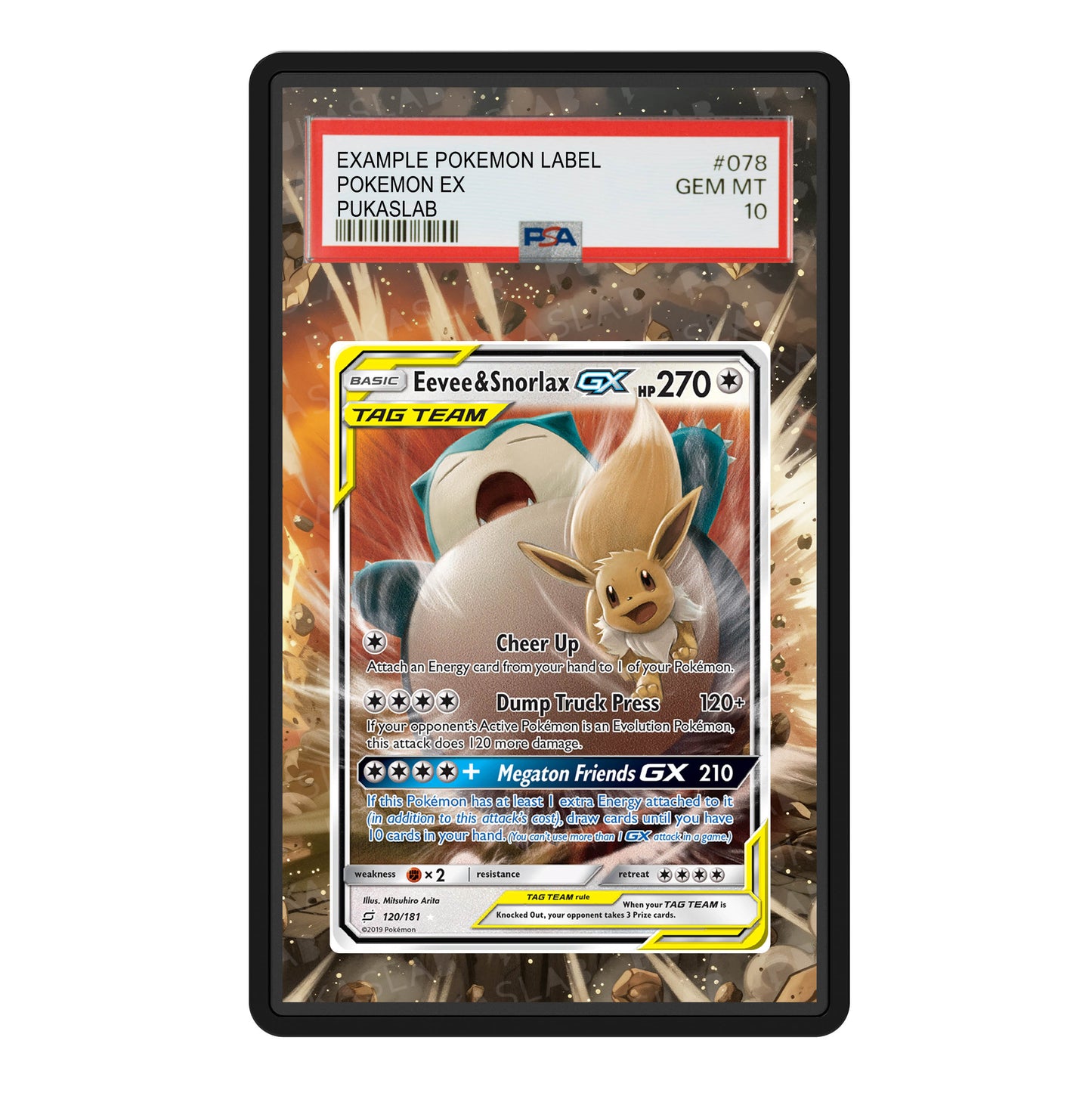 Eevee & Snorlax Gx 120/181 Psa Slab Extended Art - Pukaslab