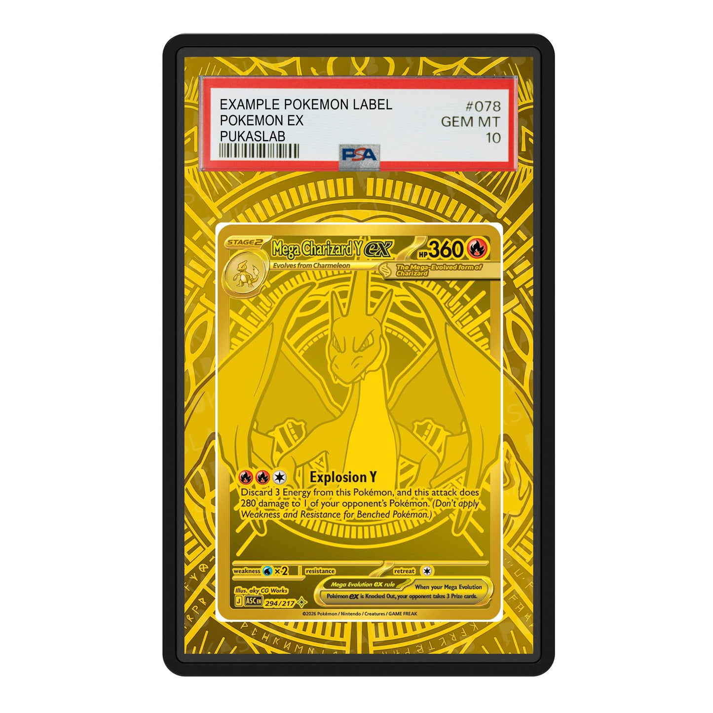 Mega Charizard Y Ex Gold 294/217 Psa Slab Extended Art - Pukaslab