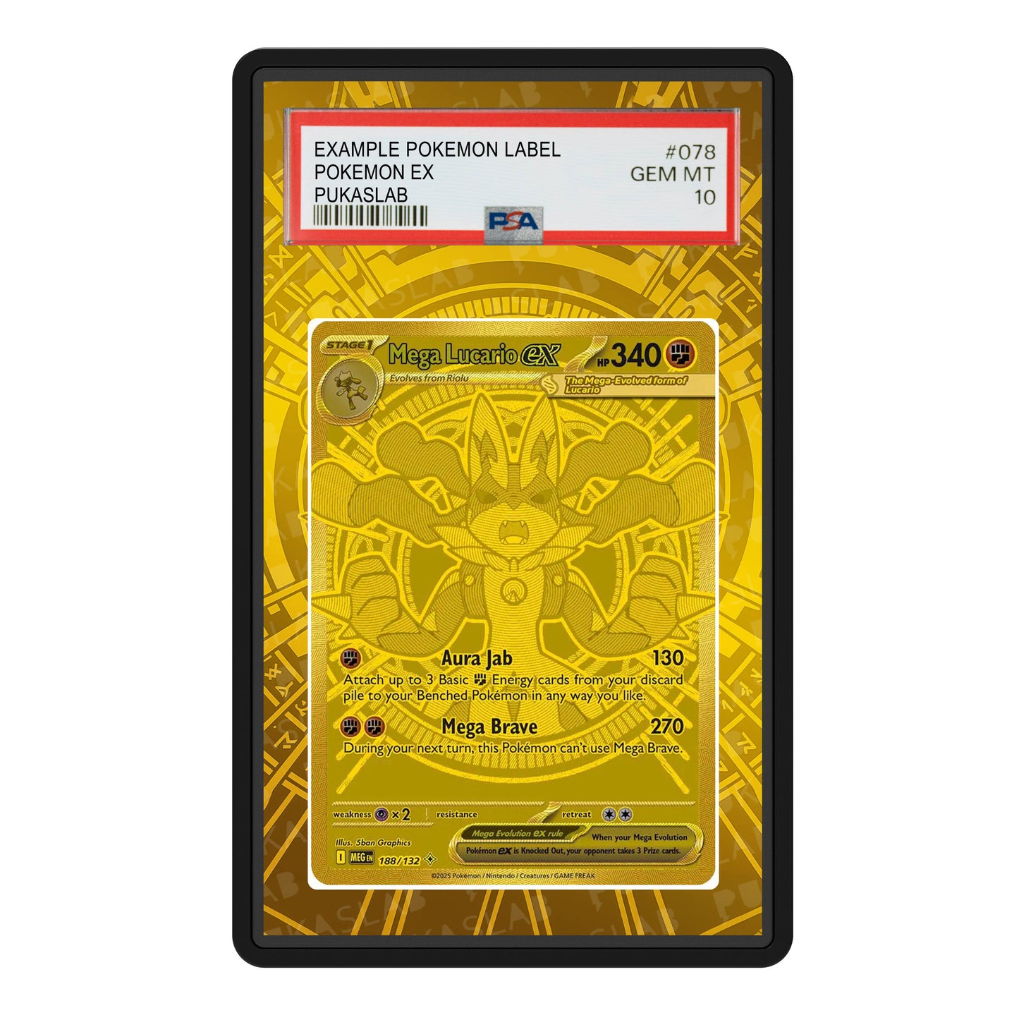 Mega Lucario Ex MUR Gold 188/132 Psa Slab Extended Art - Pukaslab