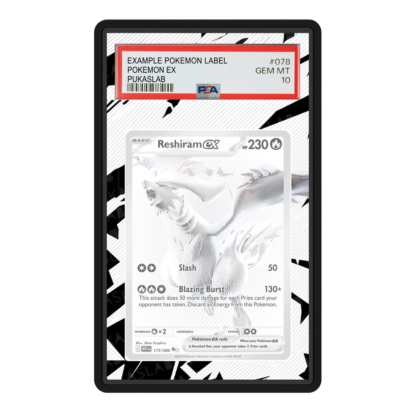 Reshiram Ex BWR 173/086 Psa Slab Extended Art - Pukaslab