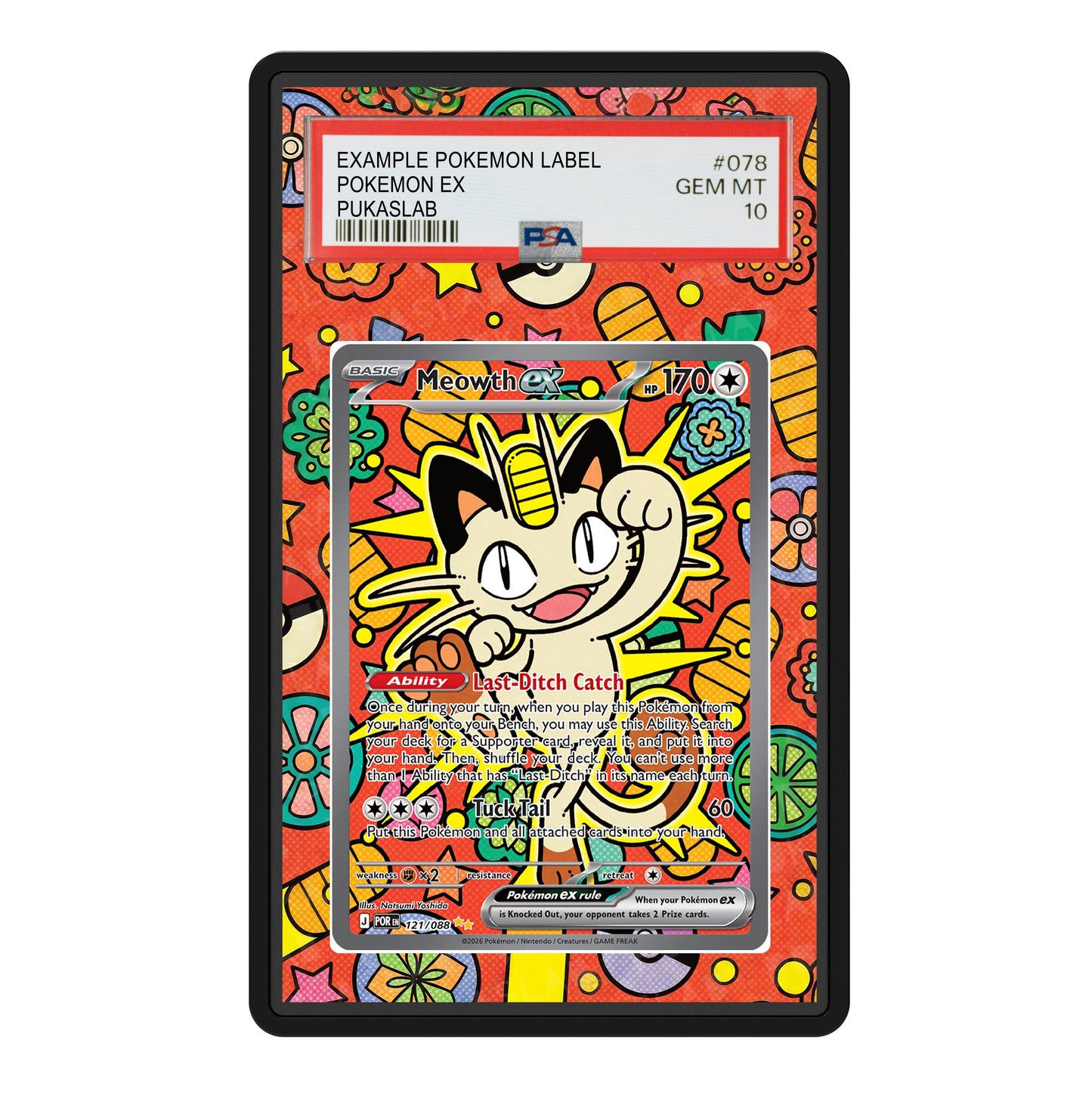 Meowth Ex 121/088 Psa Slab Extended Art - Pukaslab