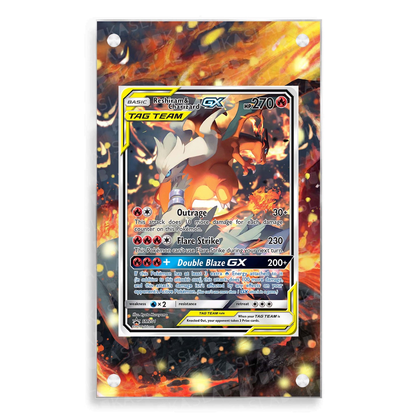 Reshiram & Charizard Gx SM201 Magnetic Case - Pokemon Extended Art Case