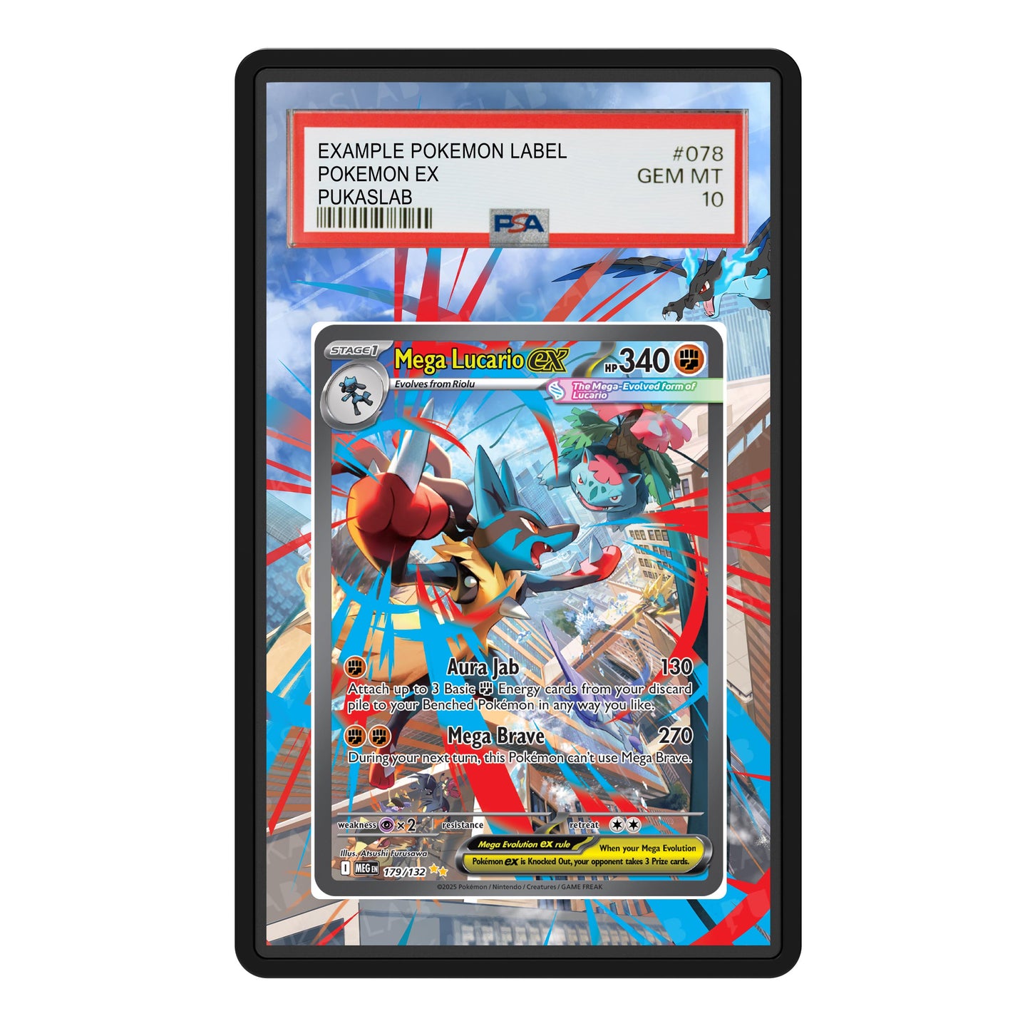 mega Lucario Ex 179/132 Psa Slab Extended Art - Pukaslab