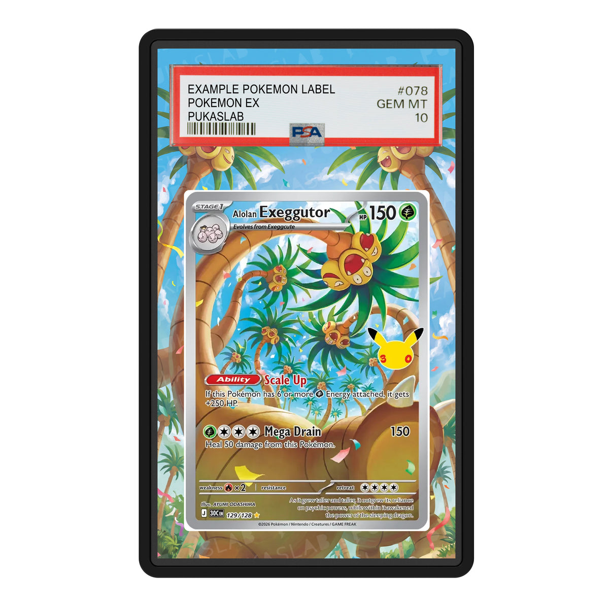 Alolan Exeggutor 129 30th PSA Extended Art - Pukaslab