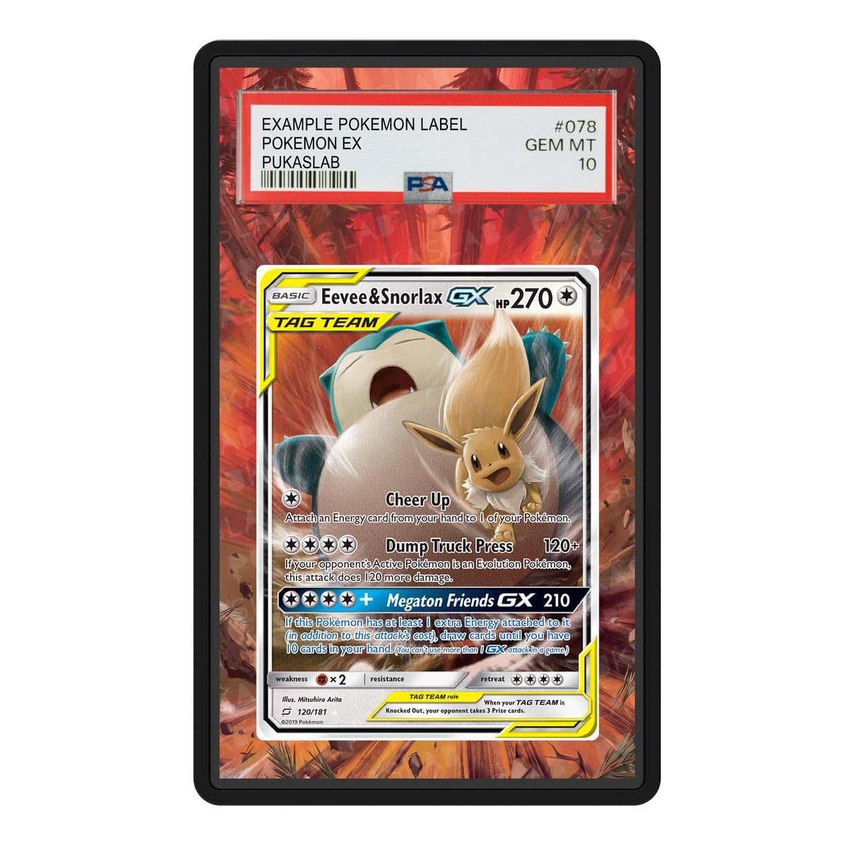 Eevee & Snorlax Gx 120/181 Psa Slab Extended Art - Pukaslab
