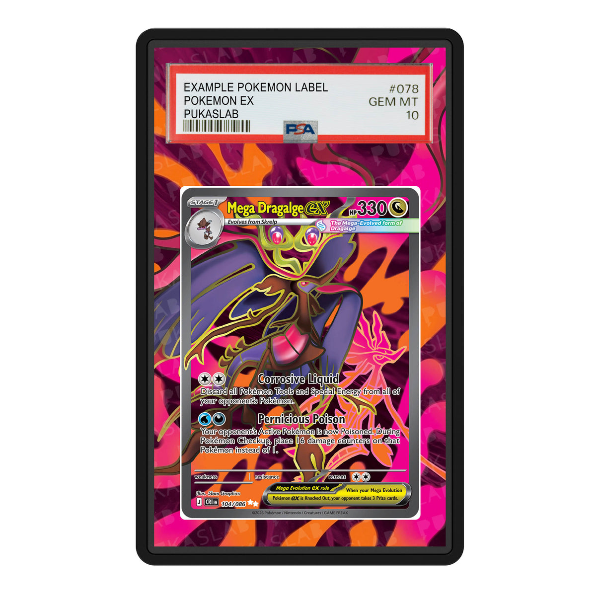 Mega Dragalge Ex 104 Psa Slab Extended Art - Pukaslab