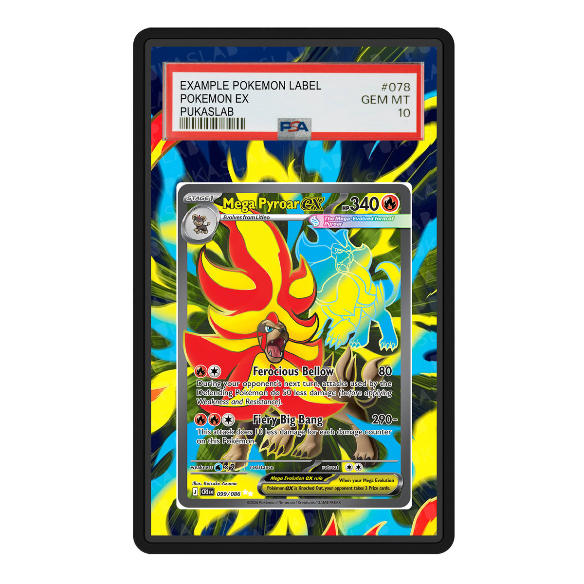Mega Pyroar Ex 99 Psa Slab Extended Art - Pukaslab