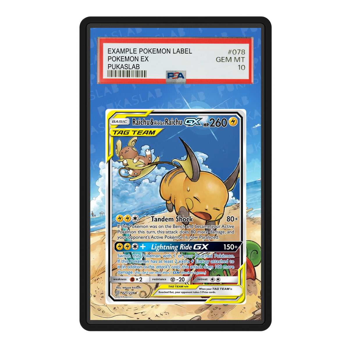 Raichu Alolan Raichu Gx Tag Team 221/236 Psa Slab Extended Art - Pukaslab