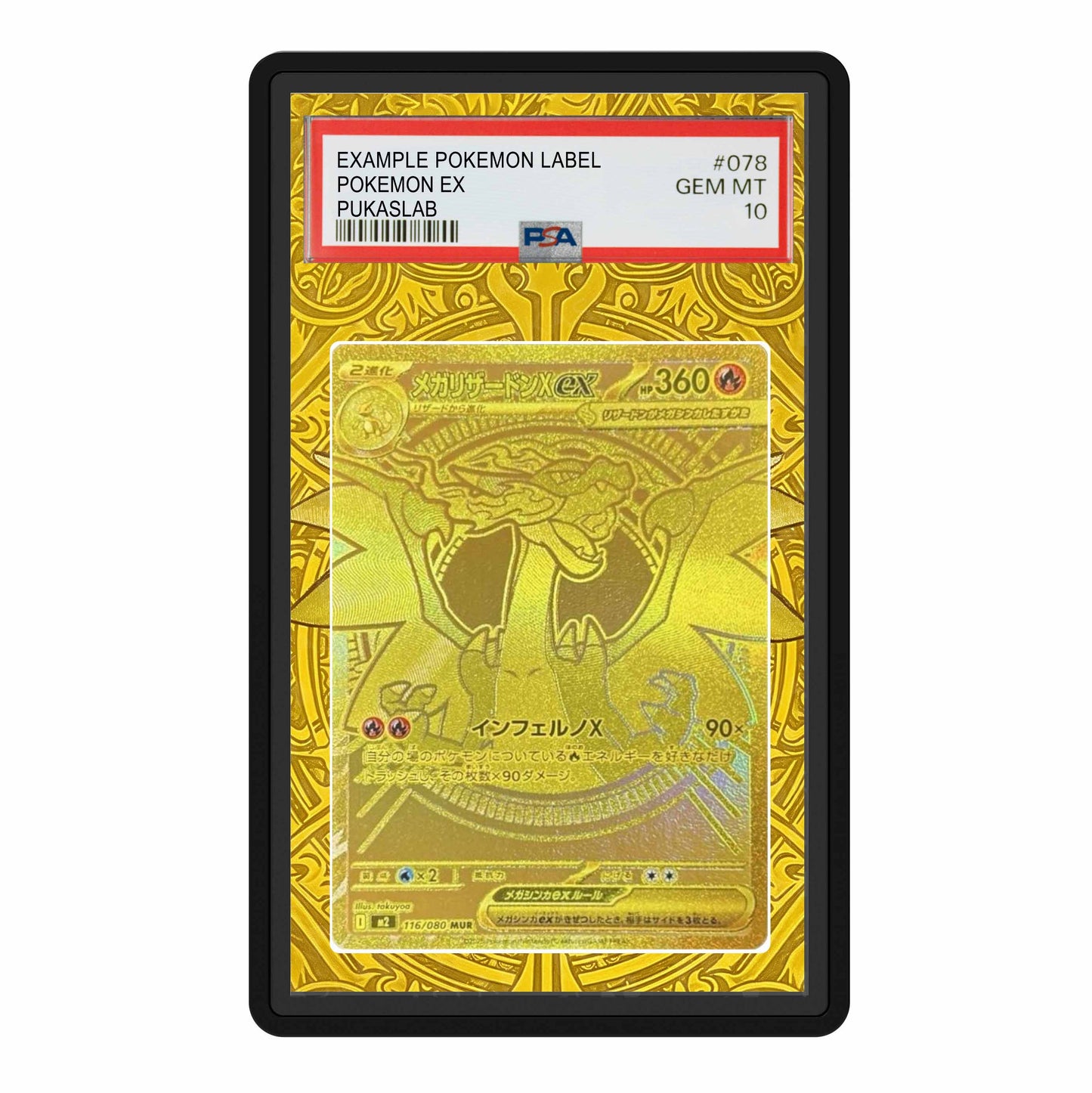 Gold Mega Charizard MUR  Phantasmal Flames  PSA Case - Pokemon Extended Art Case