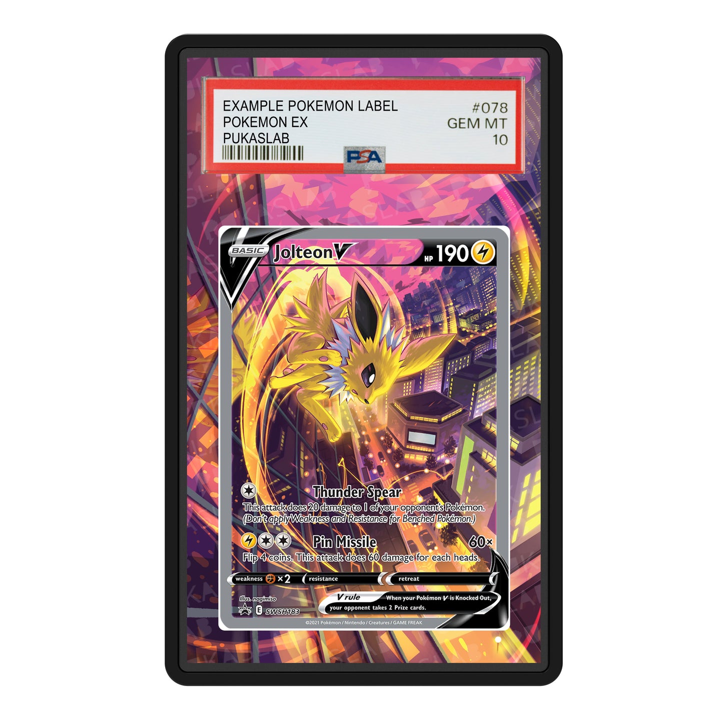 Jolteon V  SWSH183 Psa Slab Extended Art - Pukaslab