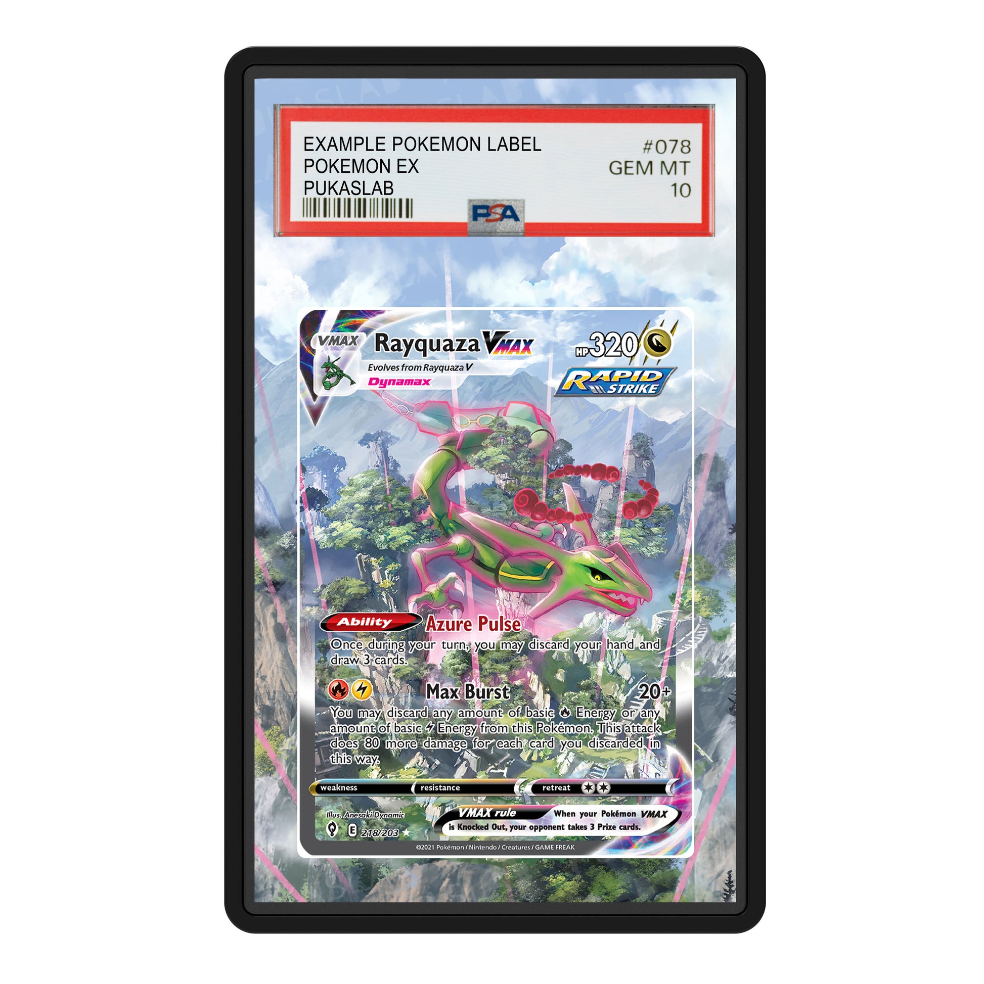 Rayquaza Vmax 218/203 PSA Slab Extended Art Aluminum Case – Pokemon Gr – PukaSlab