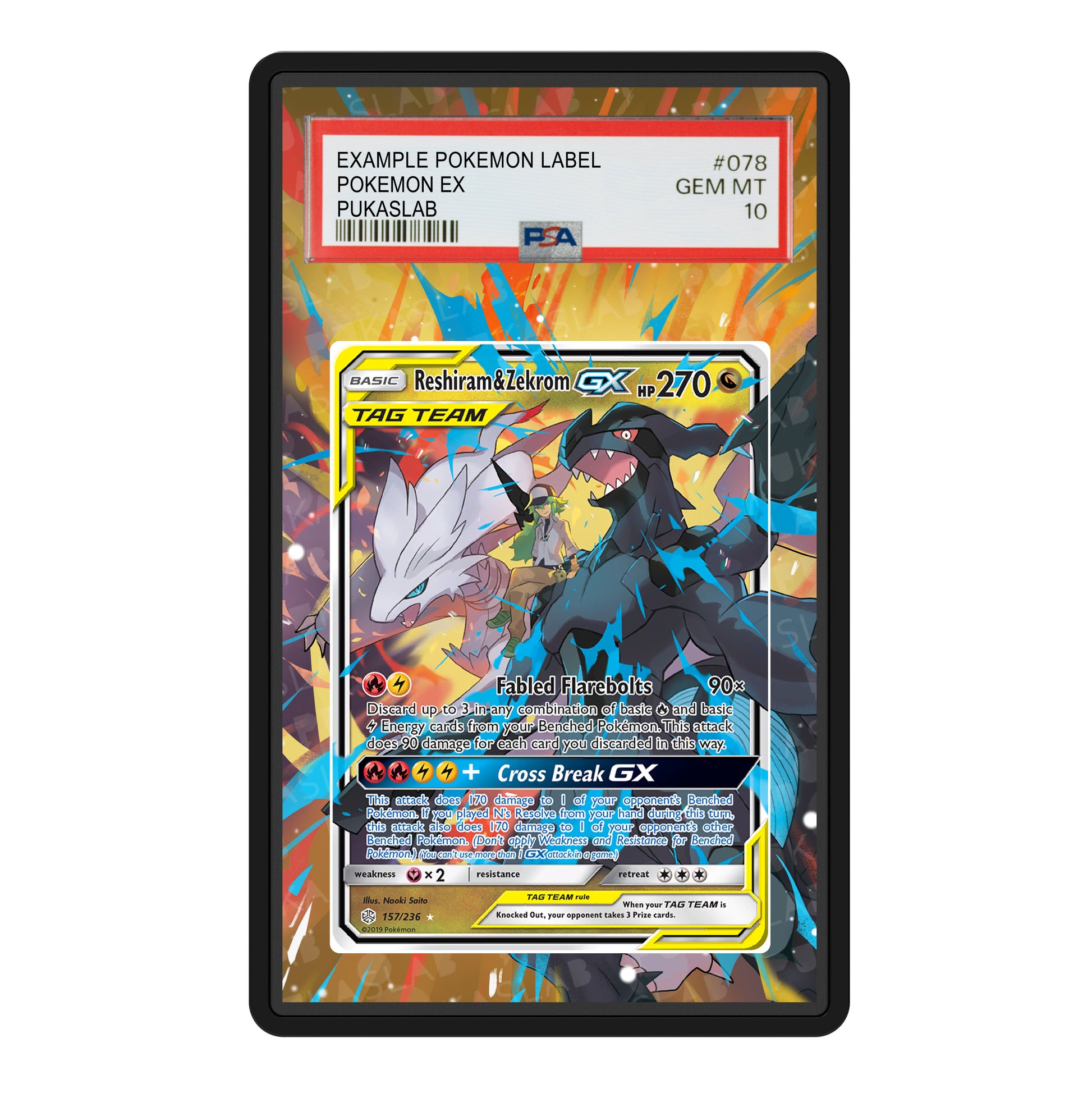 Reshiram & Zekrom Gx 157/236 Psa Slab Extended Art - Pukaslab