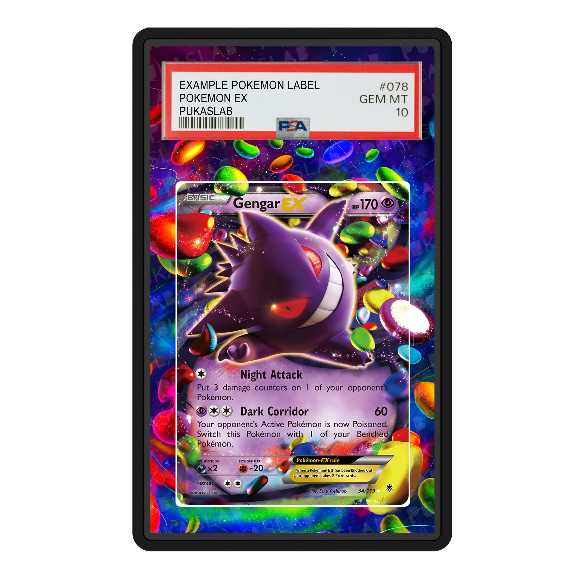 Gengar Ex 34/119 PSA Slab Extended Art Aluminum Case – Pokemon Graded – PukaSlab