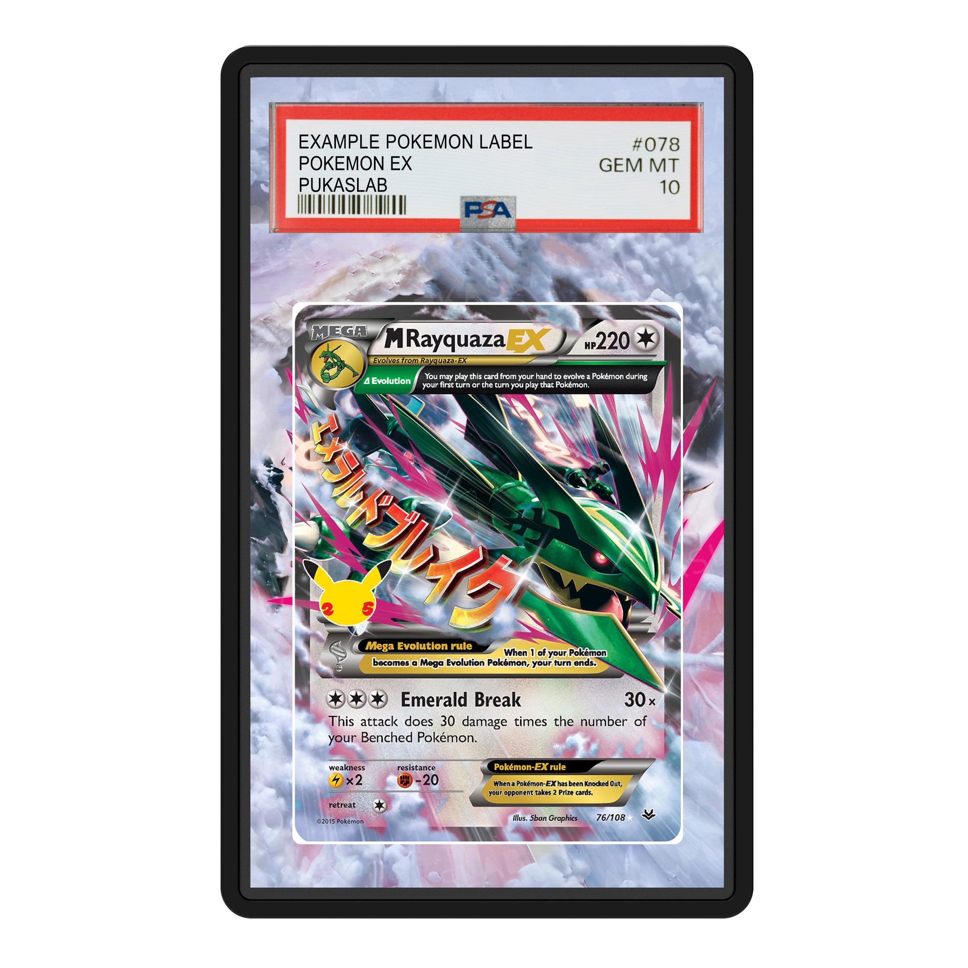 M Rayquaza Ex 76/108 Psa Slab Extended Art - Pukaslab