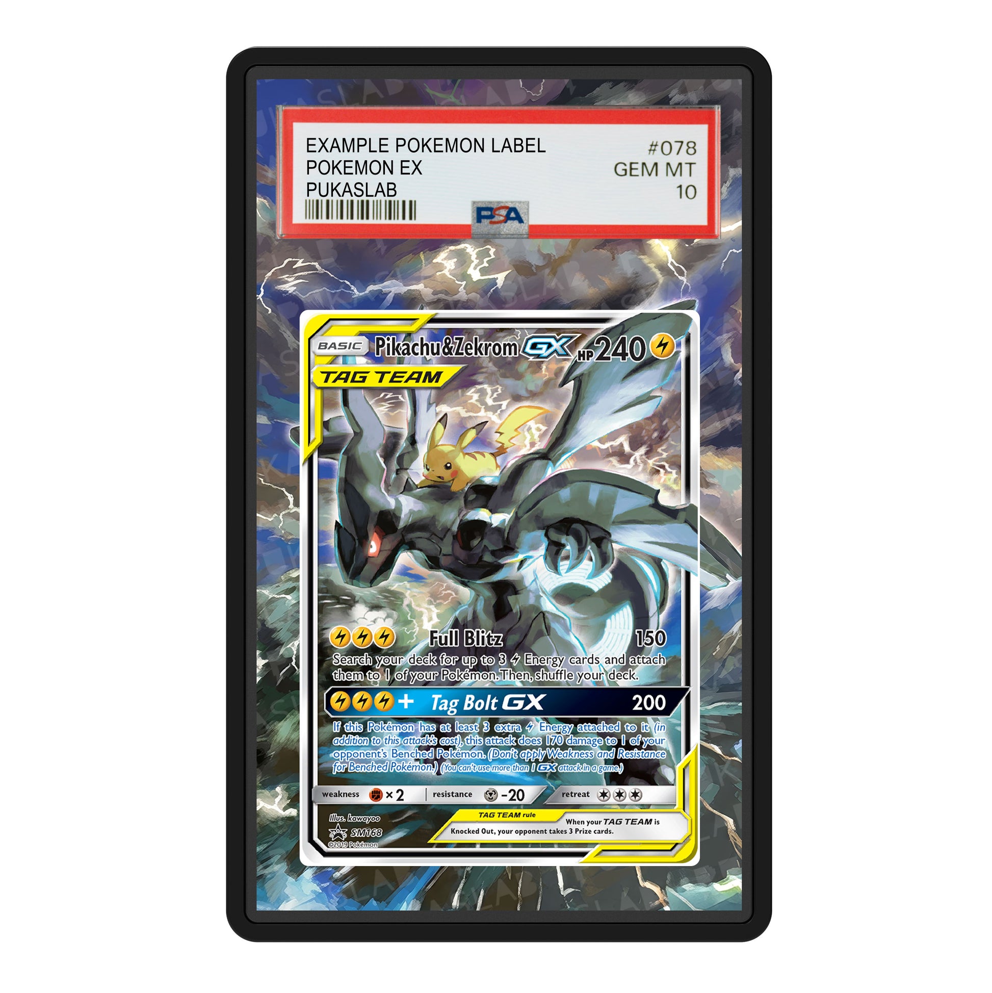 Pikachu & Zekrom Gx SM168 Psa Slab Extended Art - Pukaslab