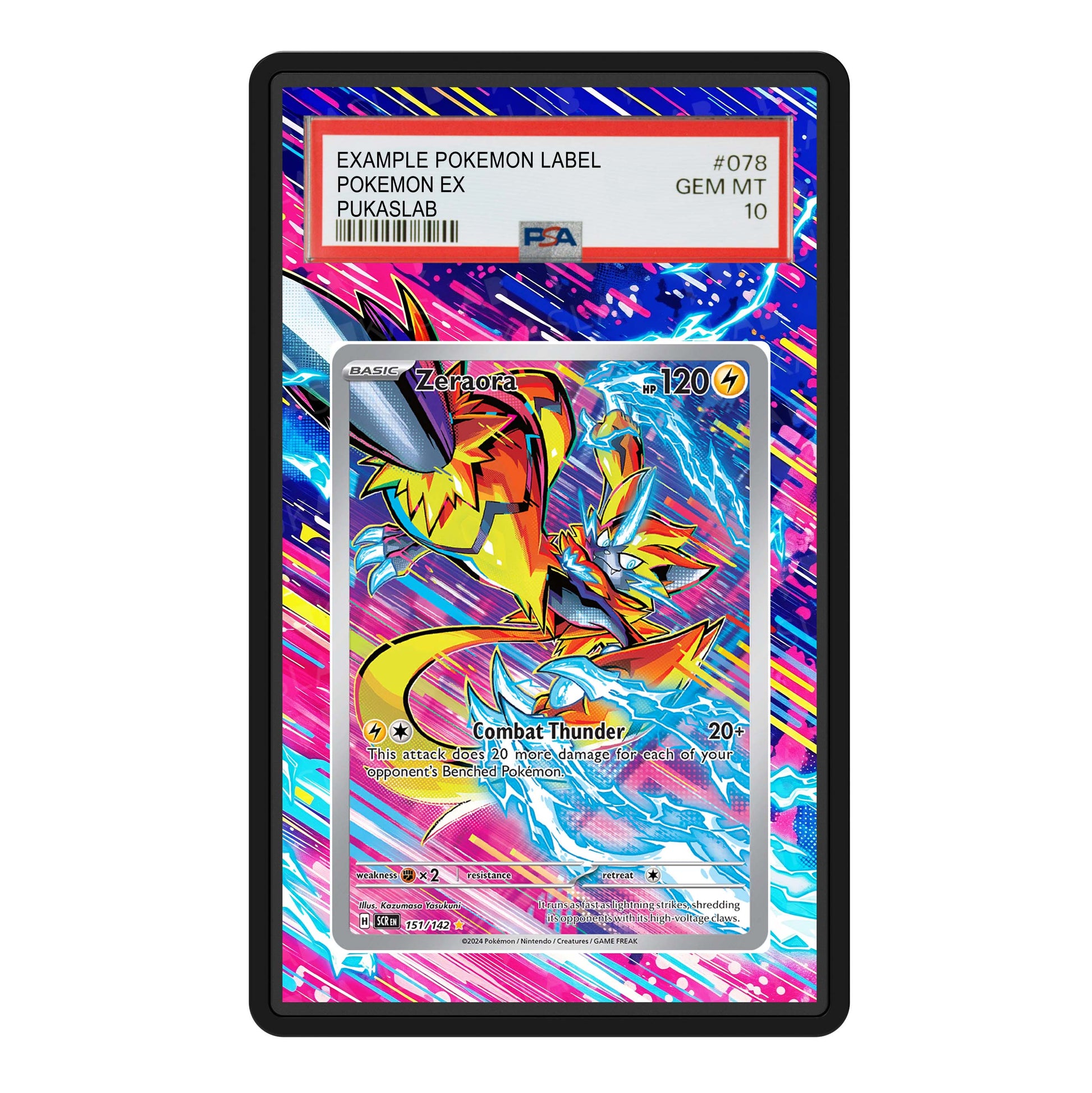 Zeraora 151/142 PSA Slab Extended Art Aluminum Case Pokemon Graded C PukaSlab Zeraora 151/142 PSA Slab Extended Art Aluminum Case Pokemon Graded C PukaSlab