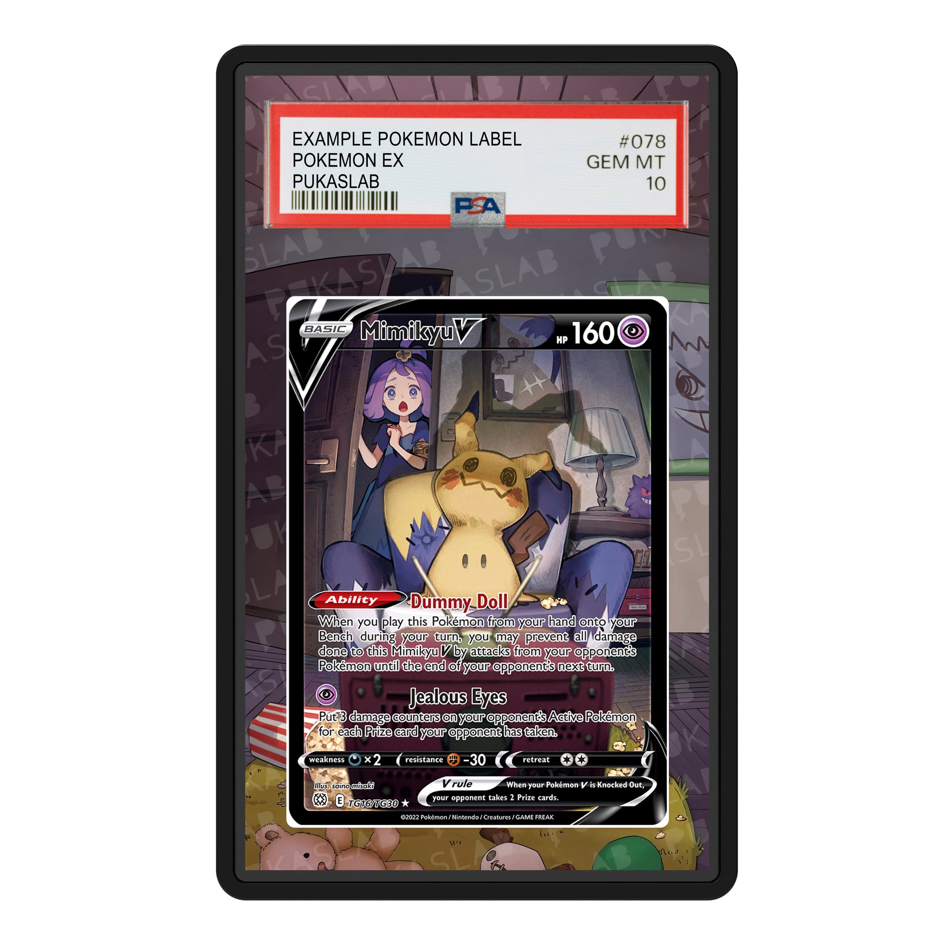 Mimikyu & Acerola Trainer TG16/TG30 Psa Slab Extended Art - Pukaslab