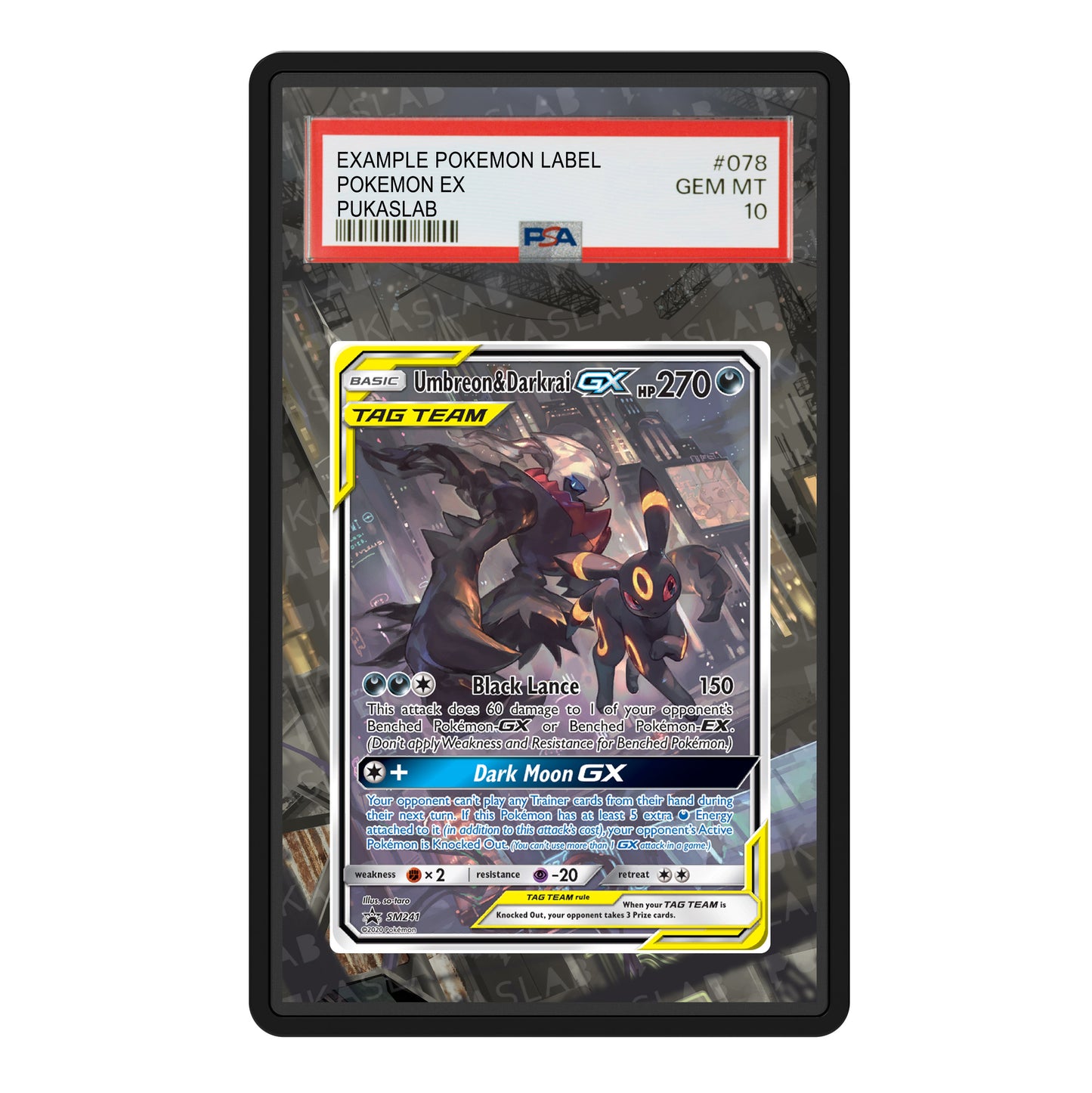 Umbreon & Darkrai Gx SM241 Psa Slab Extended Art - Pukaslab