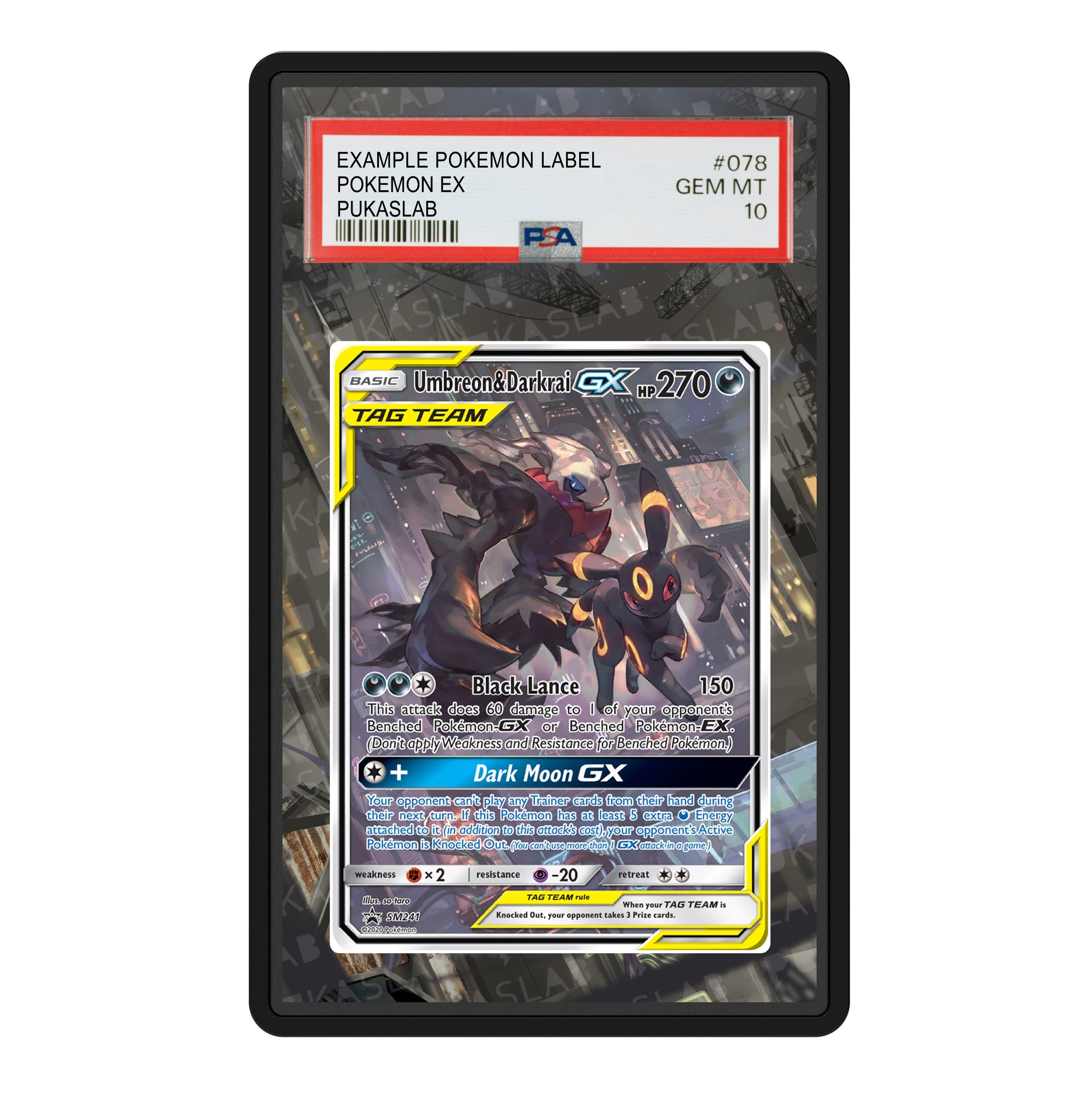 Umbreon & Darkrai Gx SM241 Psa Slab Extended Art - Pukaslab