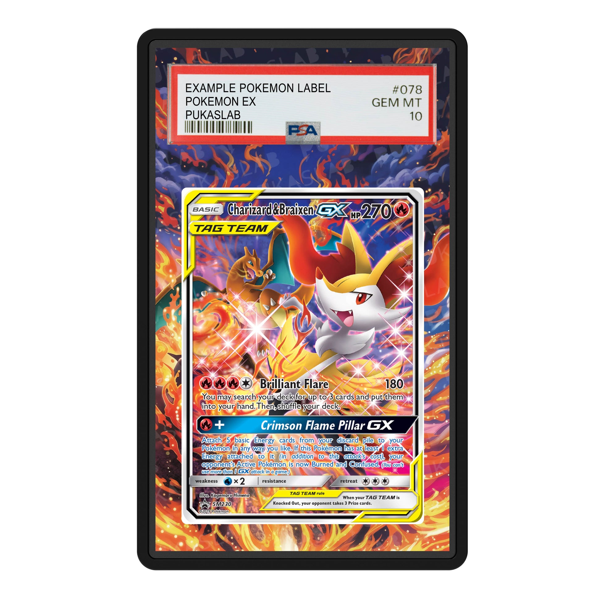 Charizard & Braixen Gx SM230 Psa Slab Extended Art - Pukaslab
