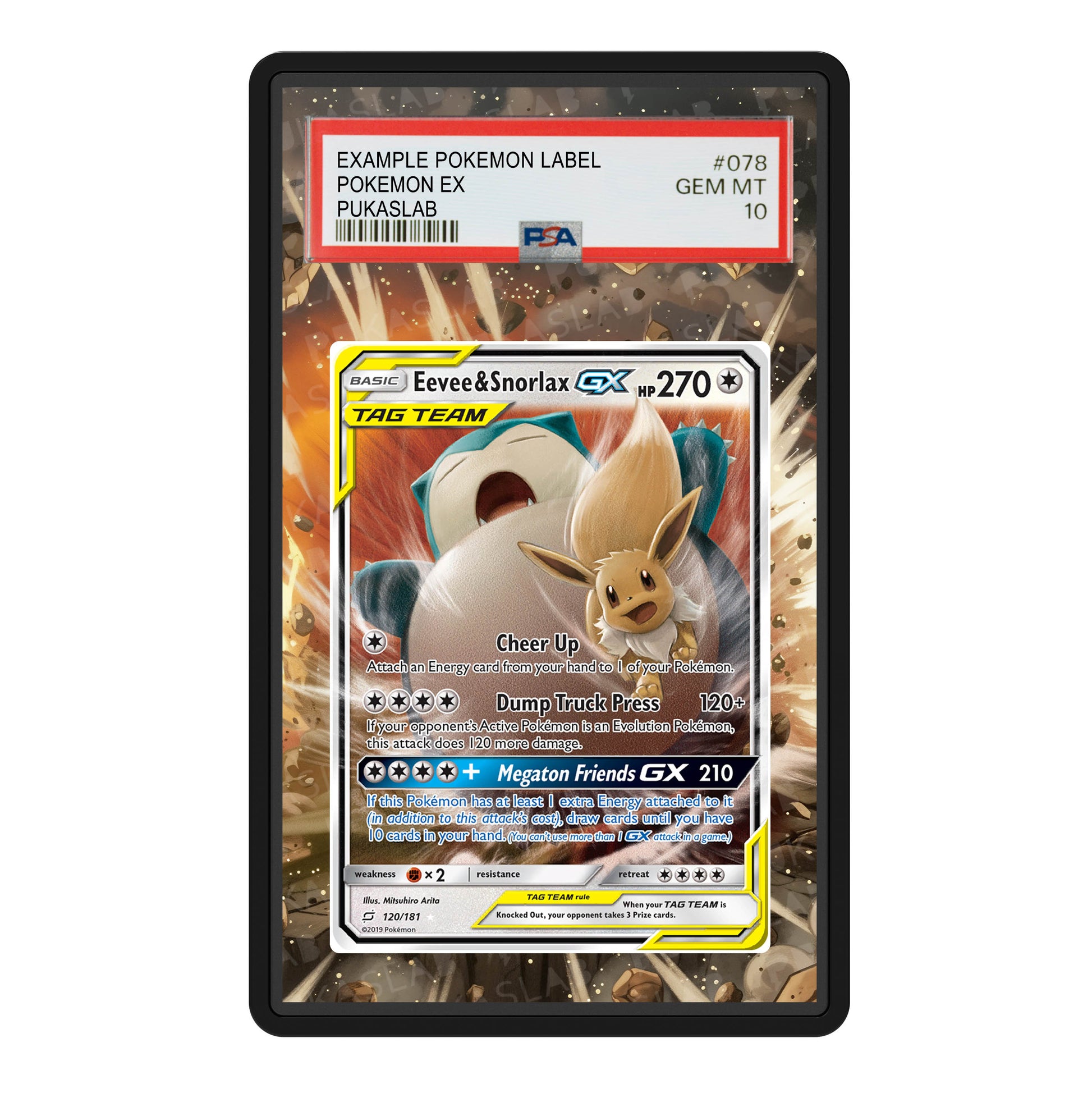 Eevee & Snorlax Gx 120/181 Psa Slab Extended Art - Pukaslab