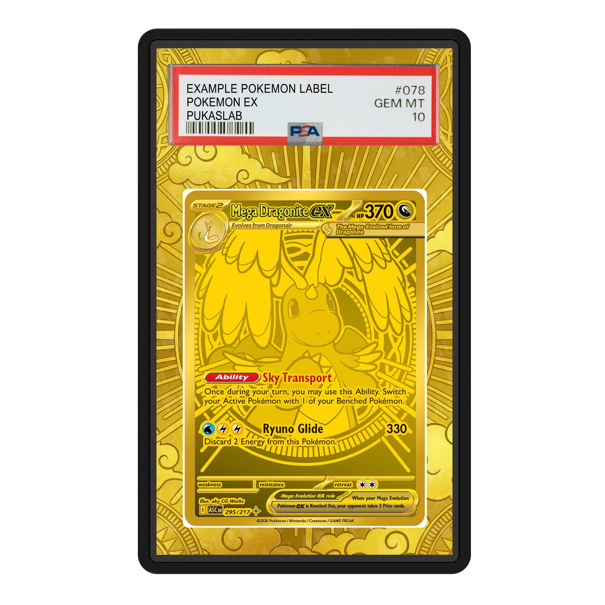 Mega Dragonite Ex Gold 295/217 Psa Slab Extended Art - Pukaslab