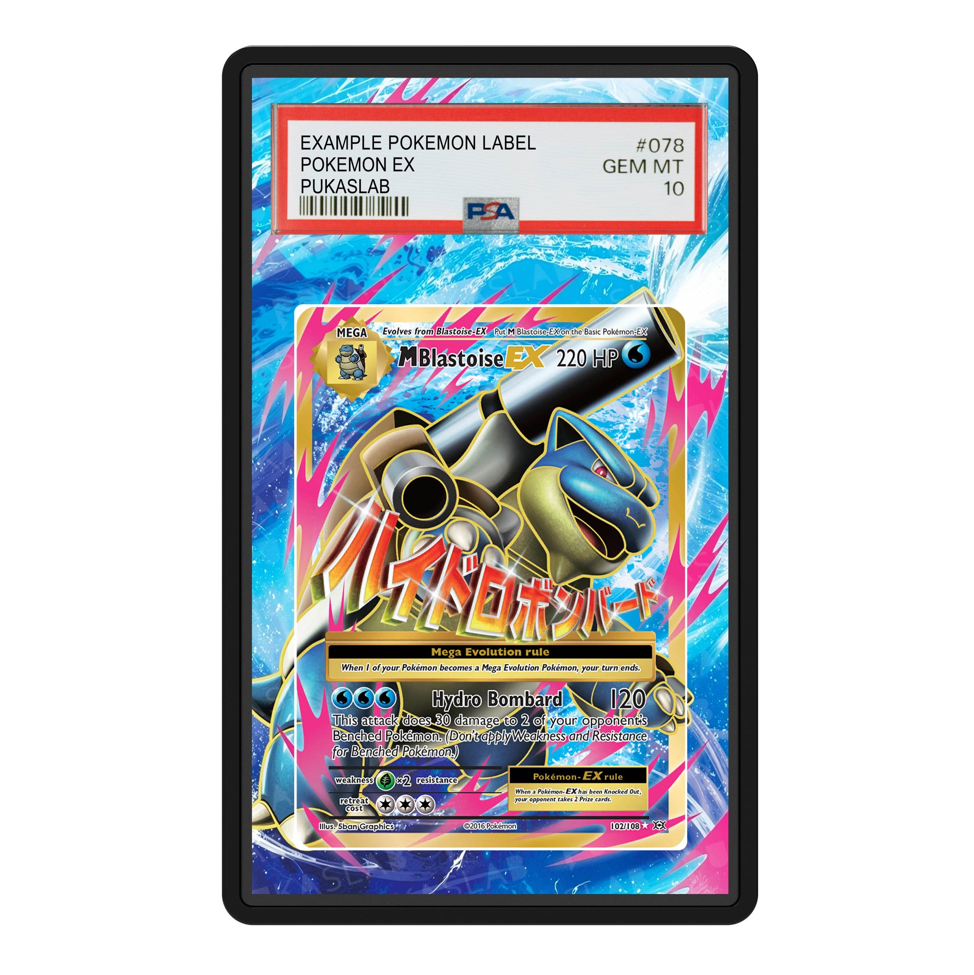 Mega Blastoise Ex 102/108 Psa Slab Extended Art - Pukaslab