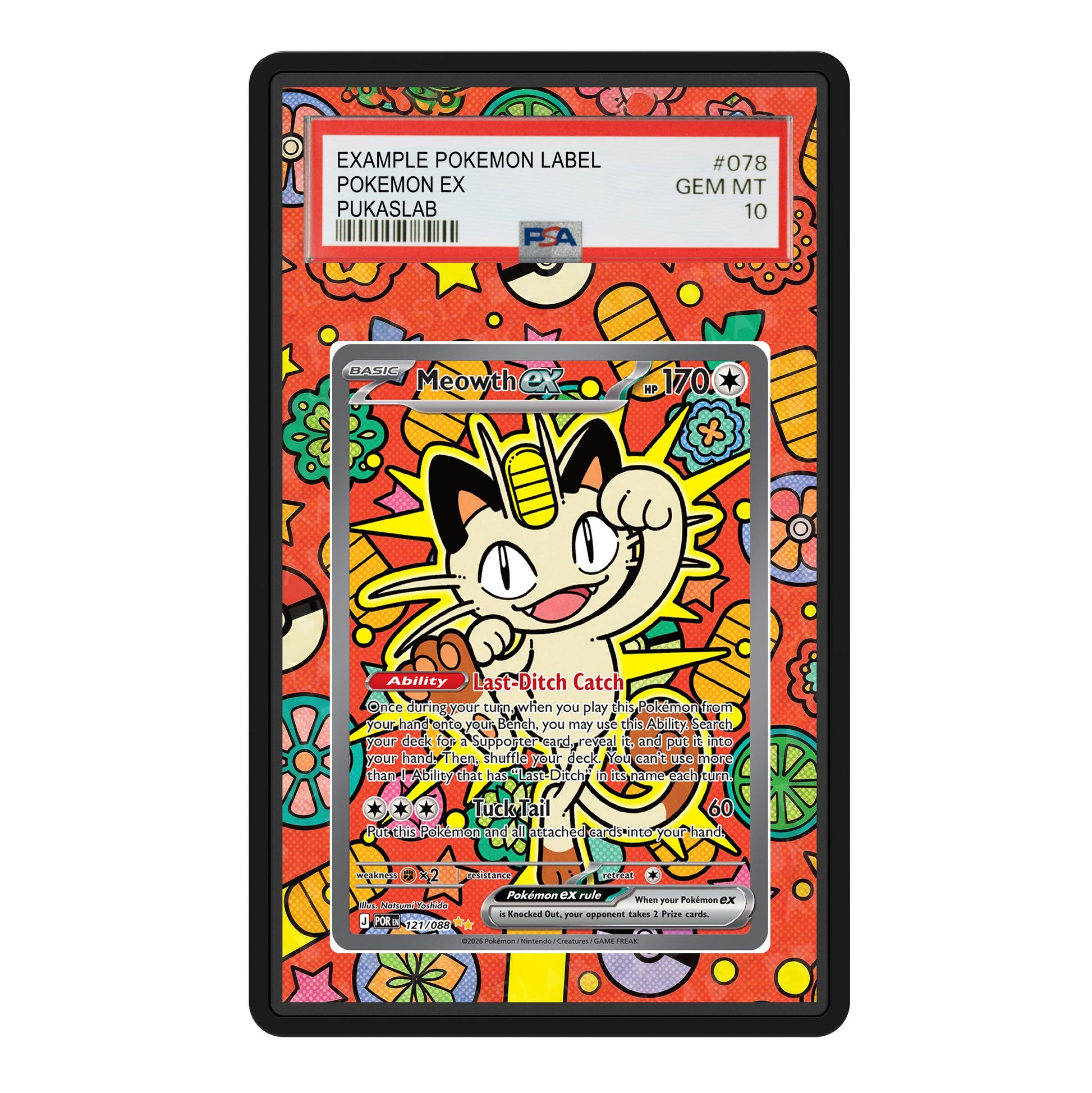 Meowth Ex 121/088 Psa Slab Extended Art - Pukaslab