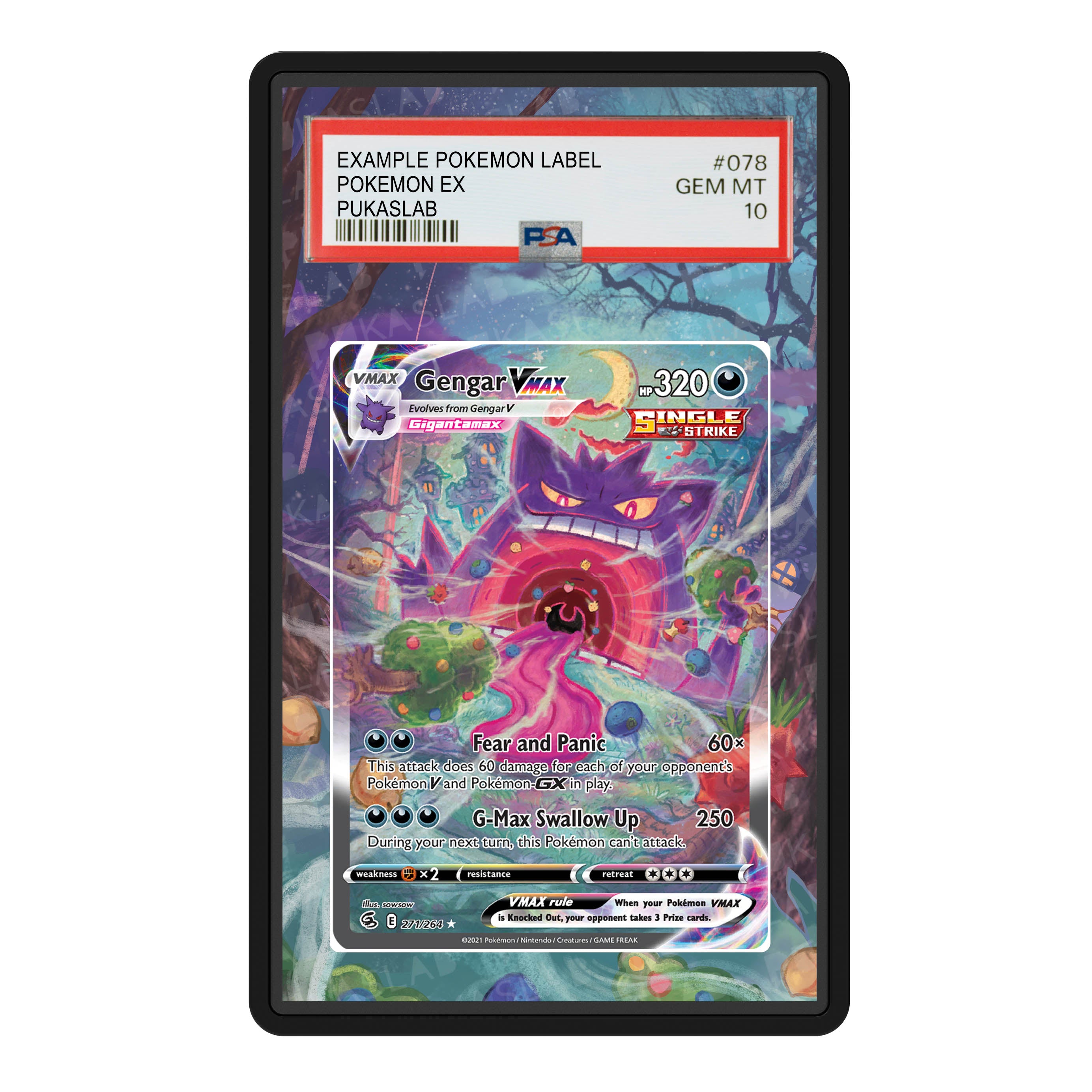 Gengar Vmax 271/264 PSA Slab Extended Art Aluminum Case – Pokemon Grad ...