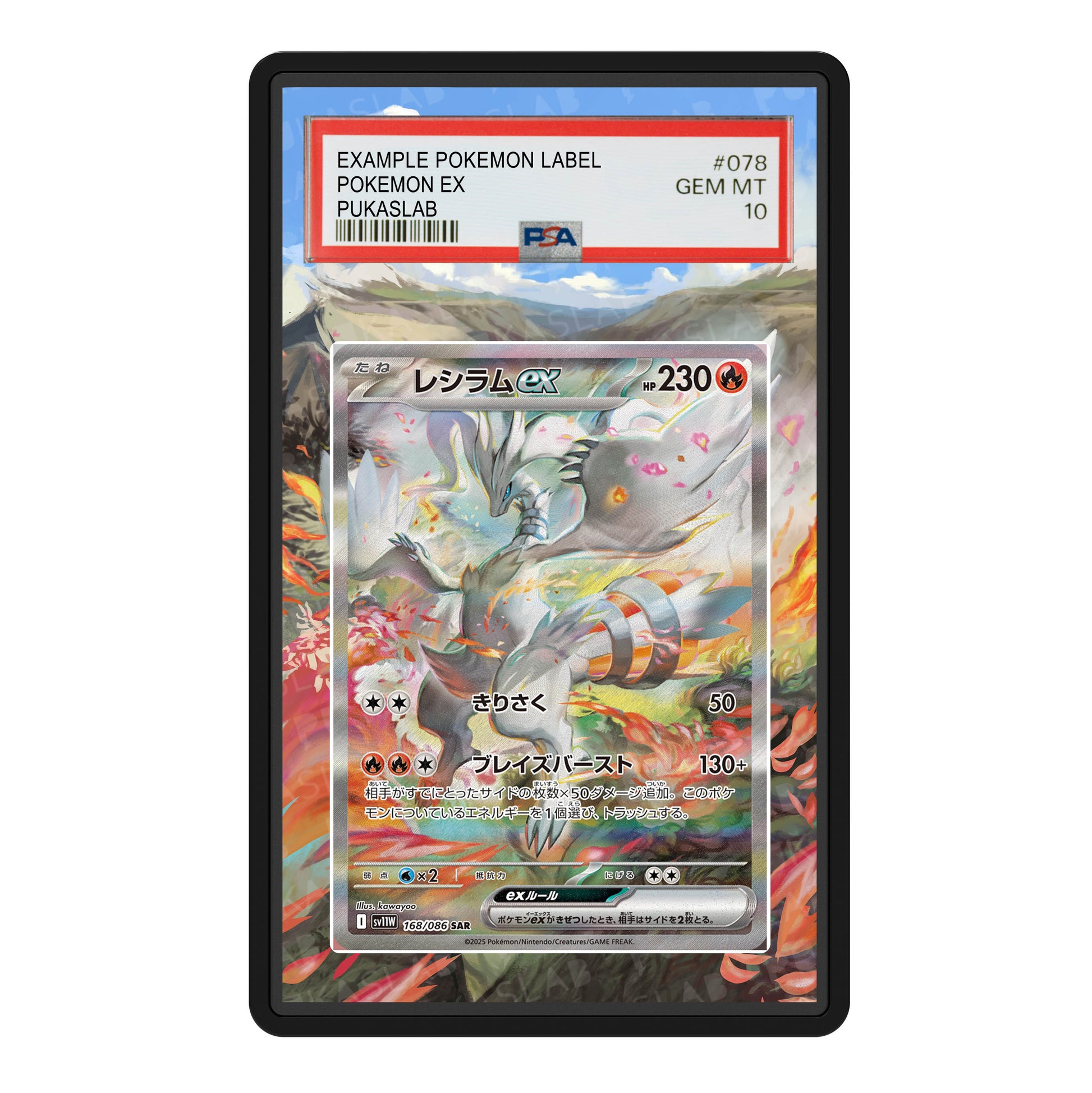 Reshiram Ex 168/086 Psa Slab Extended Art - Pukaslab