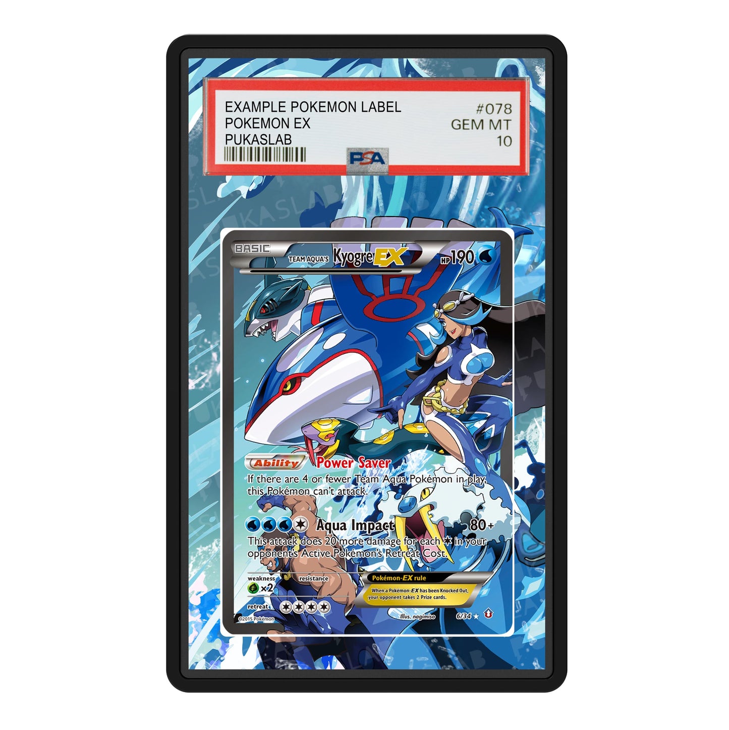 kyogre ex 6/34 Psa Slab Extended Art - Pukaslab