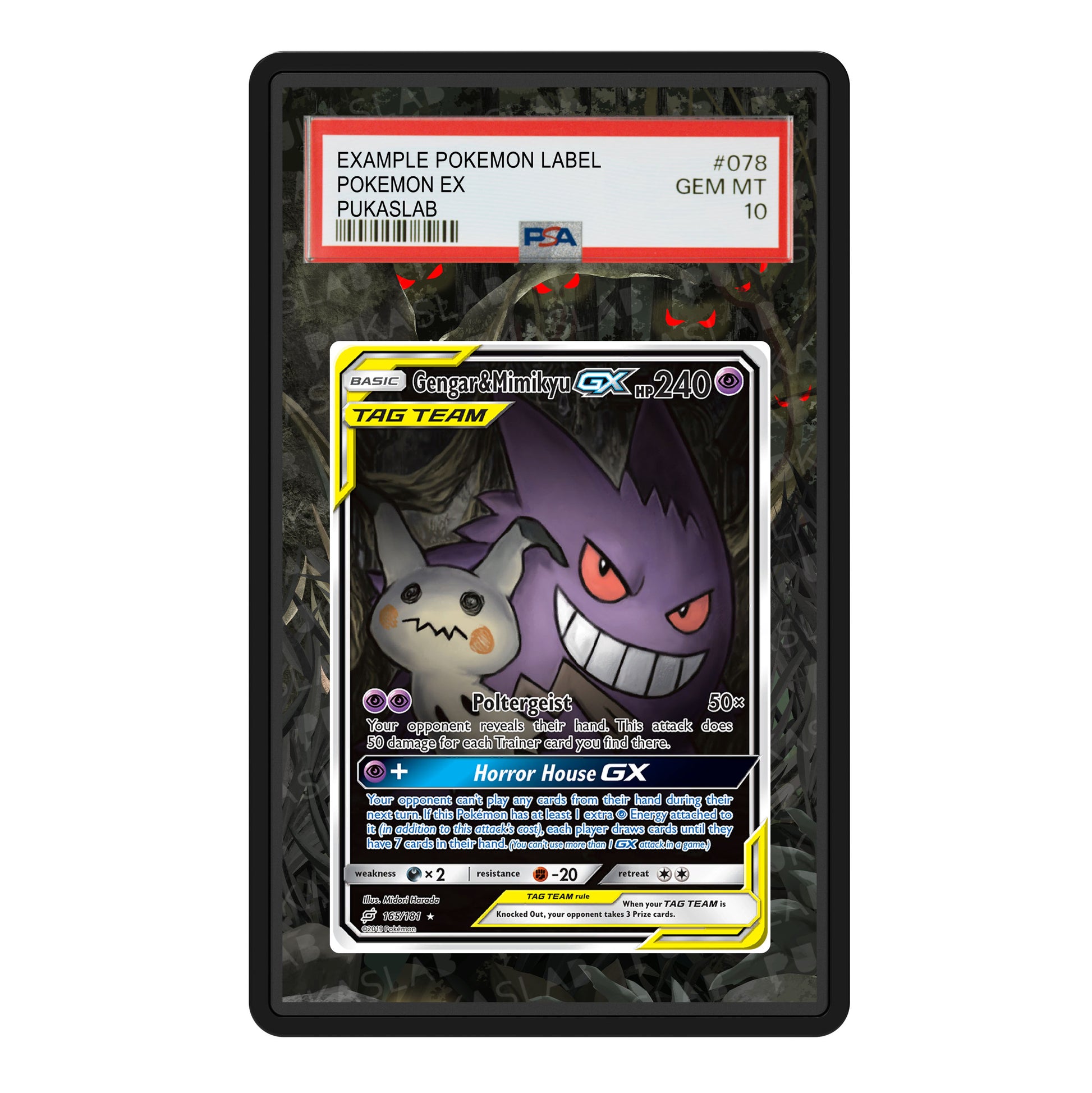 Gengar & Mimikyu Gx 165/181 Psa Slab Extended Art - Pukaslab