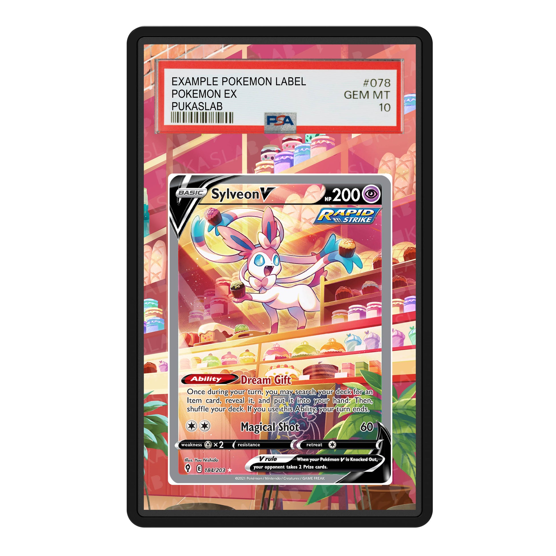 Sylveon V 184/203 PSA Slab Extended Art Aluminum Case – Pokemon Graded – PukaSlab