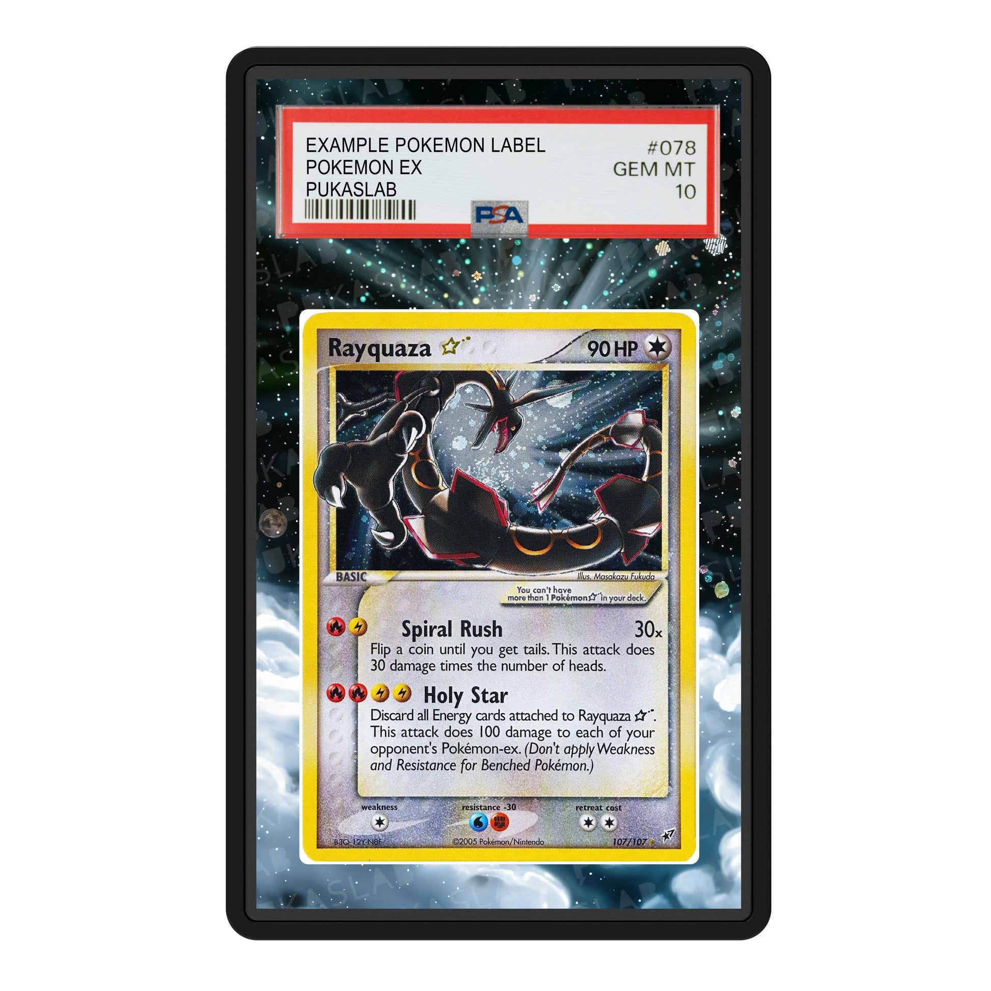 Rayquaza Gold Star 107/107 Psa Slab Extended Art - Pukaslab