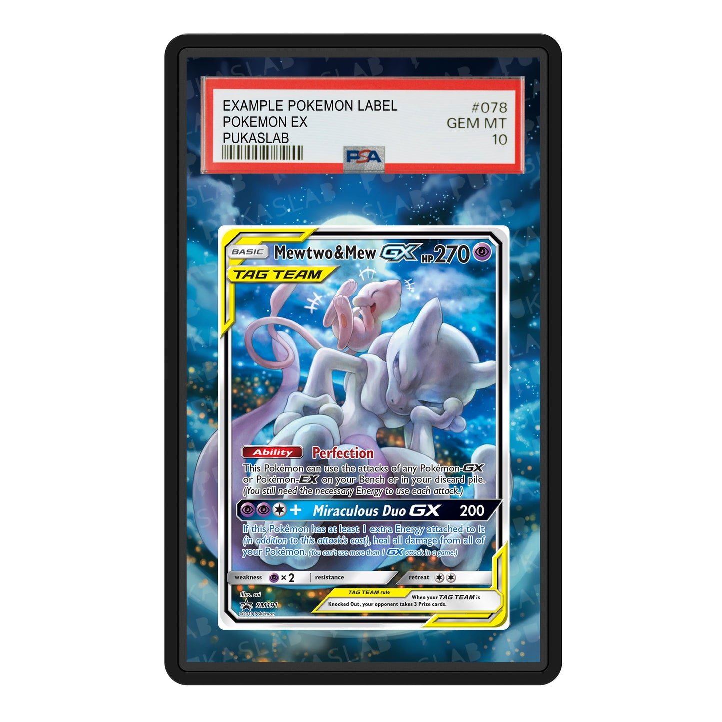 Mewtwo & Mew Gx SM191 Psa Slab Extended Art - Pukaslab
