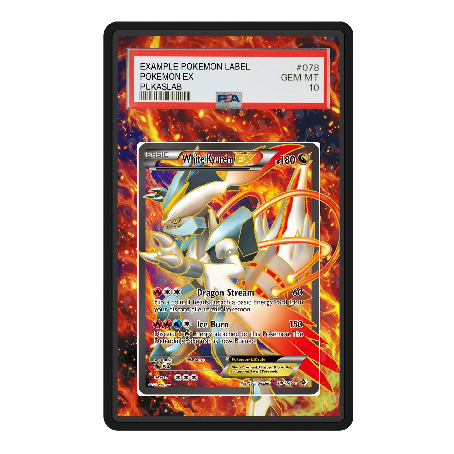 White Kyurem Ex 146/149 Psa Slab Extended Art - Pukaslab