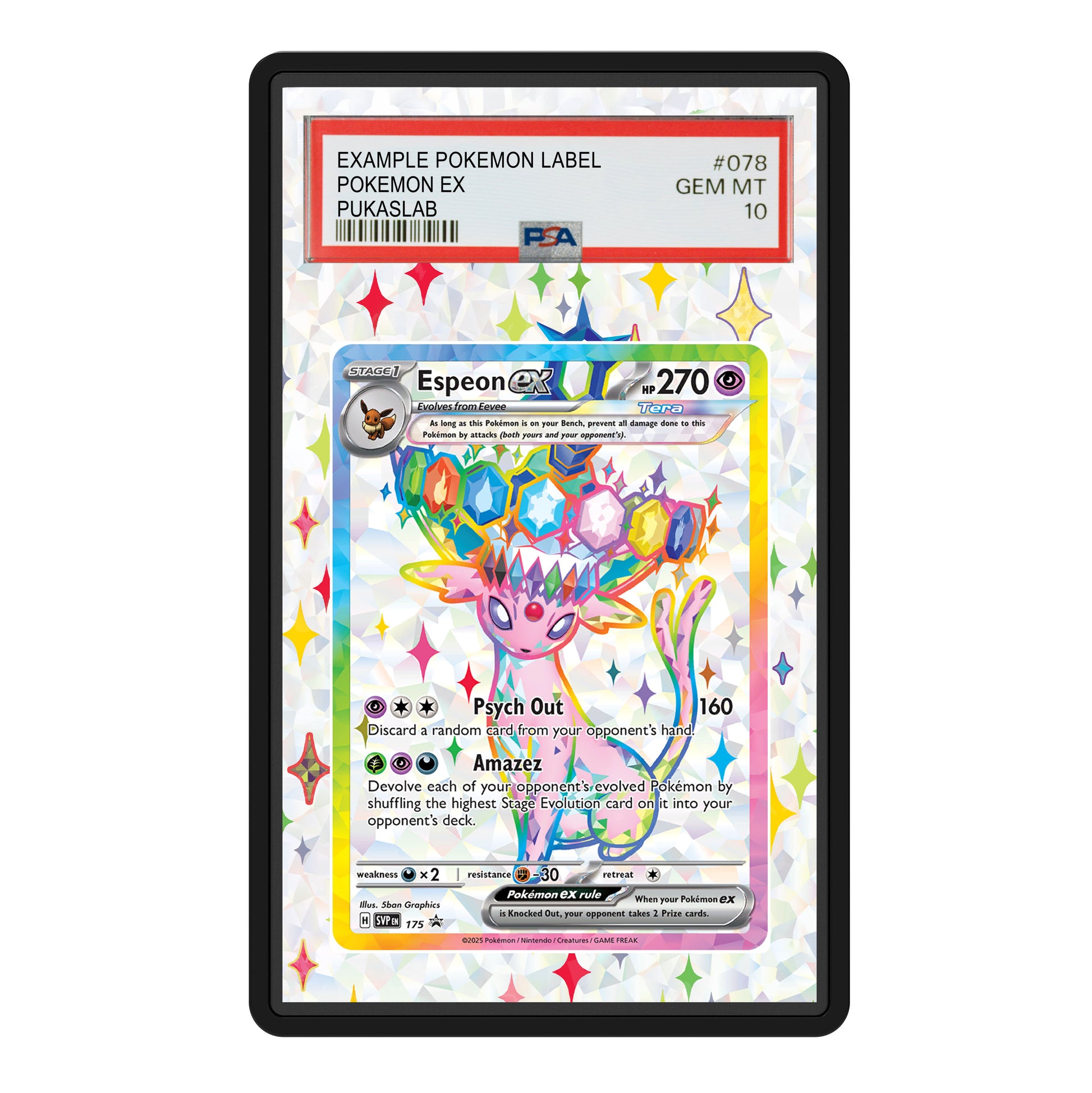 Espeon Ex 175 PSA Slab Extended Art Aluminum Case Pokemon Graded Car PukaSlab Espeon Ex 175 PSA Slab Extended Art Aluminum Case Pokemon Graded Car PukaSlab